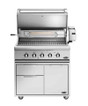 DCS 36 inch freestanding grill with hood open