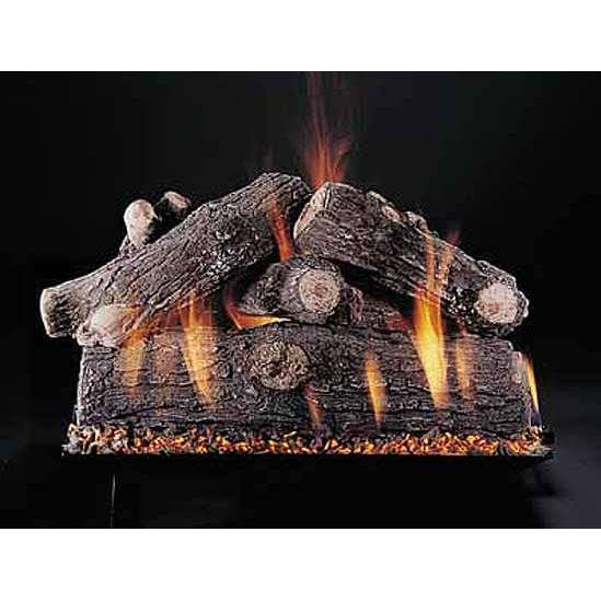 18-in Prestige Oak Double Face Log Set | Custom Embers Pan Burner | Match Light