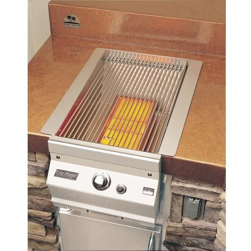 Grills with searing clearance station