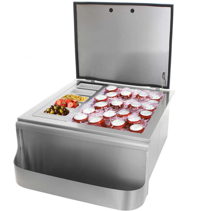 4001818S BBQ Depot Insulated Ice Bin w Speed Rail 18x18 SlideIn