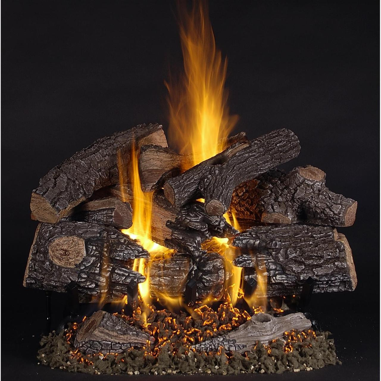 Natural Gas Rasmussen Bonfire Log Set with 18-Inch Flaming Ember Xtra Burner and Safety Pilot with Variable Flame Remote BF189-B18FXH-N-RMC1E-N 18-Inches