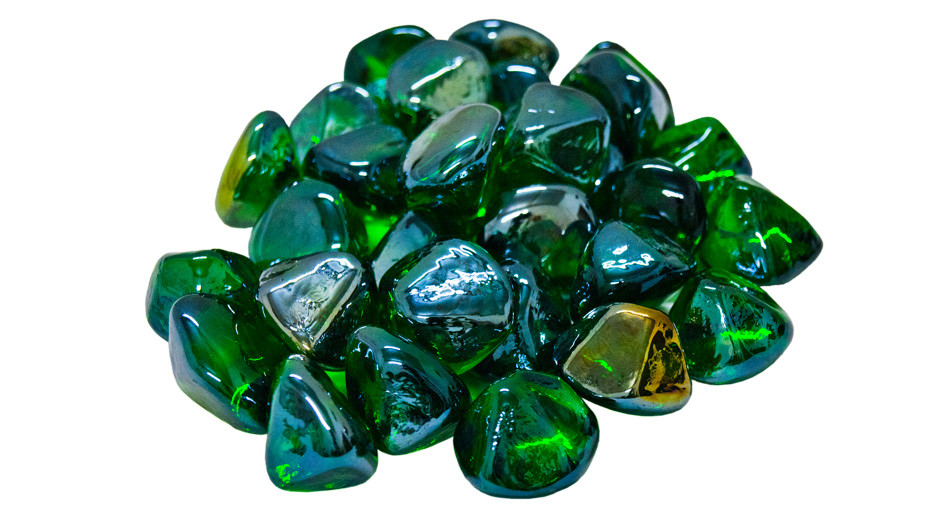 American Emerald Diamond Nuggets Fire Glass, 10 lbs | Fire Pits & Grill Parts | The BBQ Depot