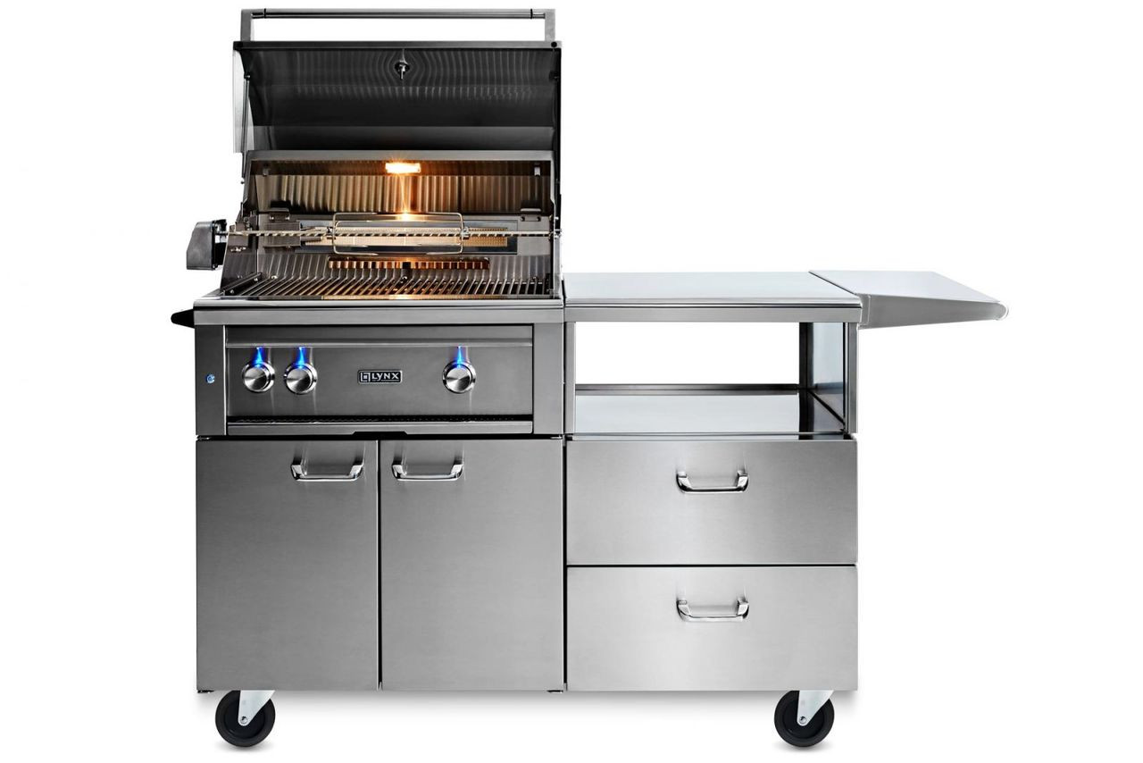 Lynx 30 Mobile Kitchen Cart Grill Ceramic Burners Rotiss L30r 3