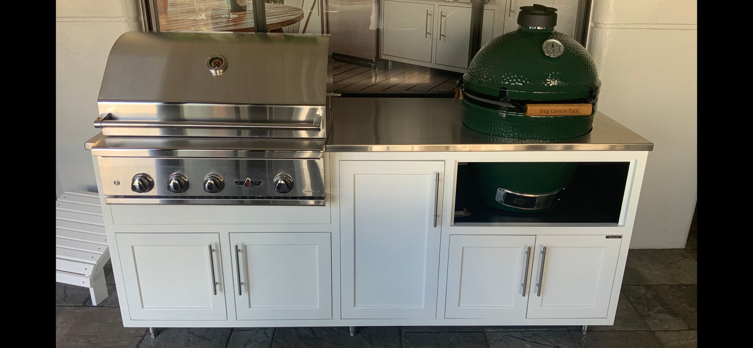 Challenger Designs White Coastal Cart Delta Heat 32 Grill And Egg Base