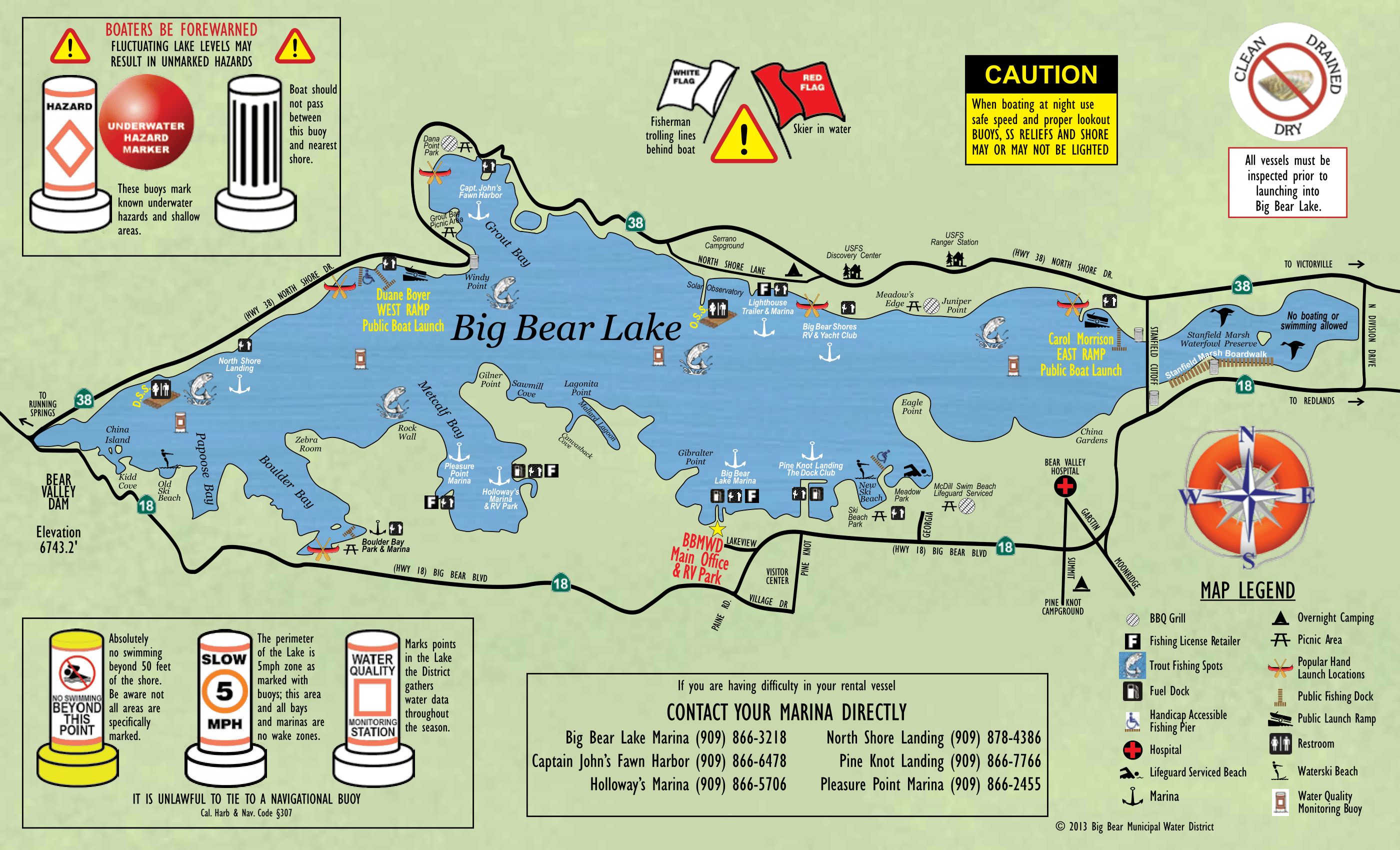 Big Bear Lake Map Big Bear California Map Get Boards   Bbmwd Lake Map Foldable Rev 09 2013 A 2 