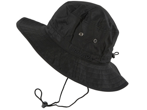 black bucket hat with string