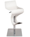 Adjustable Contemporary Wood Curved Bar Stool in White