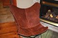 Rustic Brown Leather Butterfly Chair Cover