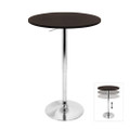 Adjustable bar table with brown wood top