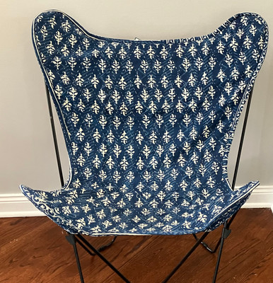 Kantha blue and white cover