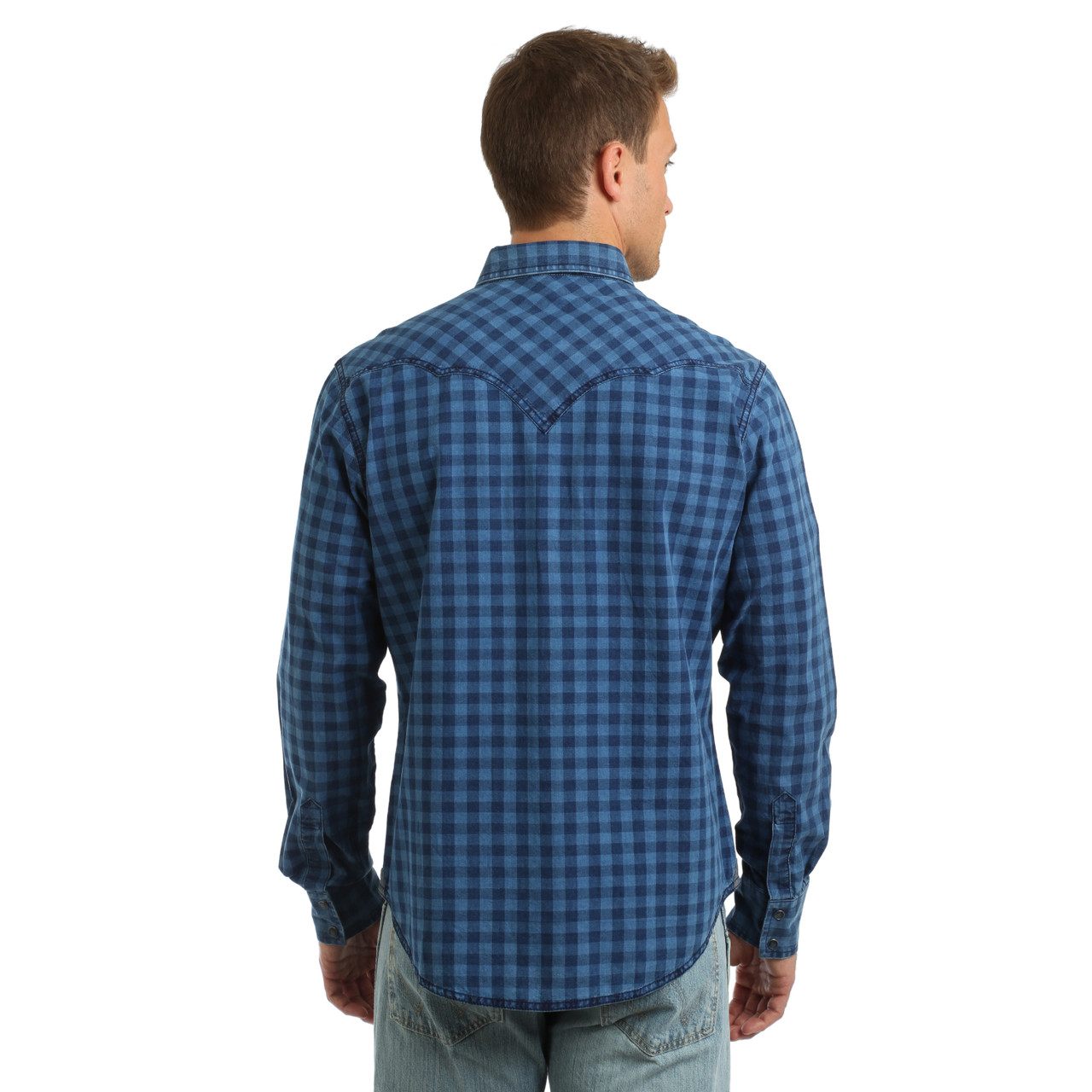 Wrangler Retro Premium Mens Blue Plaid Shirt - Chaar