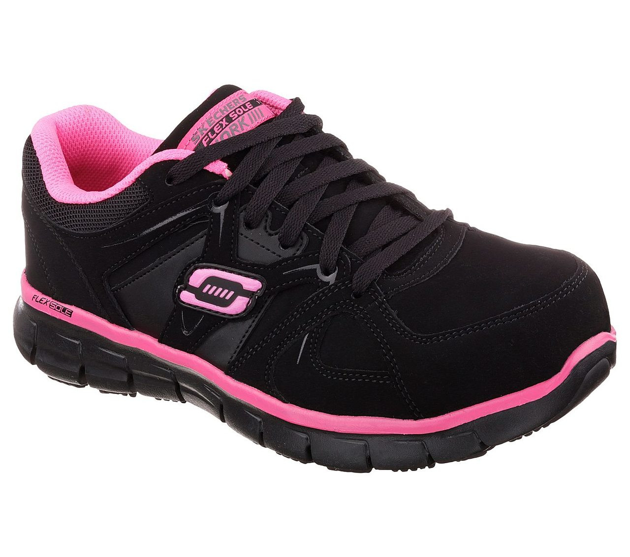 Skechers Women's Athletic Composite Toe Work Boots - Black/Pink - Chaar