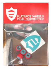 FlatFace Dual Durometer Bearing Wheels - Turquoise/Red