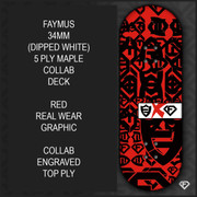 Faymus x FlatFace Collaboration - 34mm - Magyk - White Full Dip w/ Red Graphic