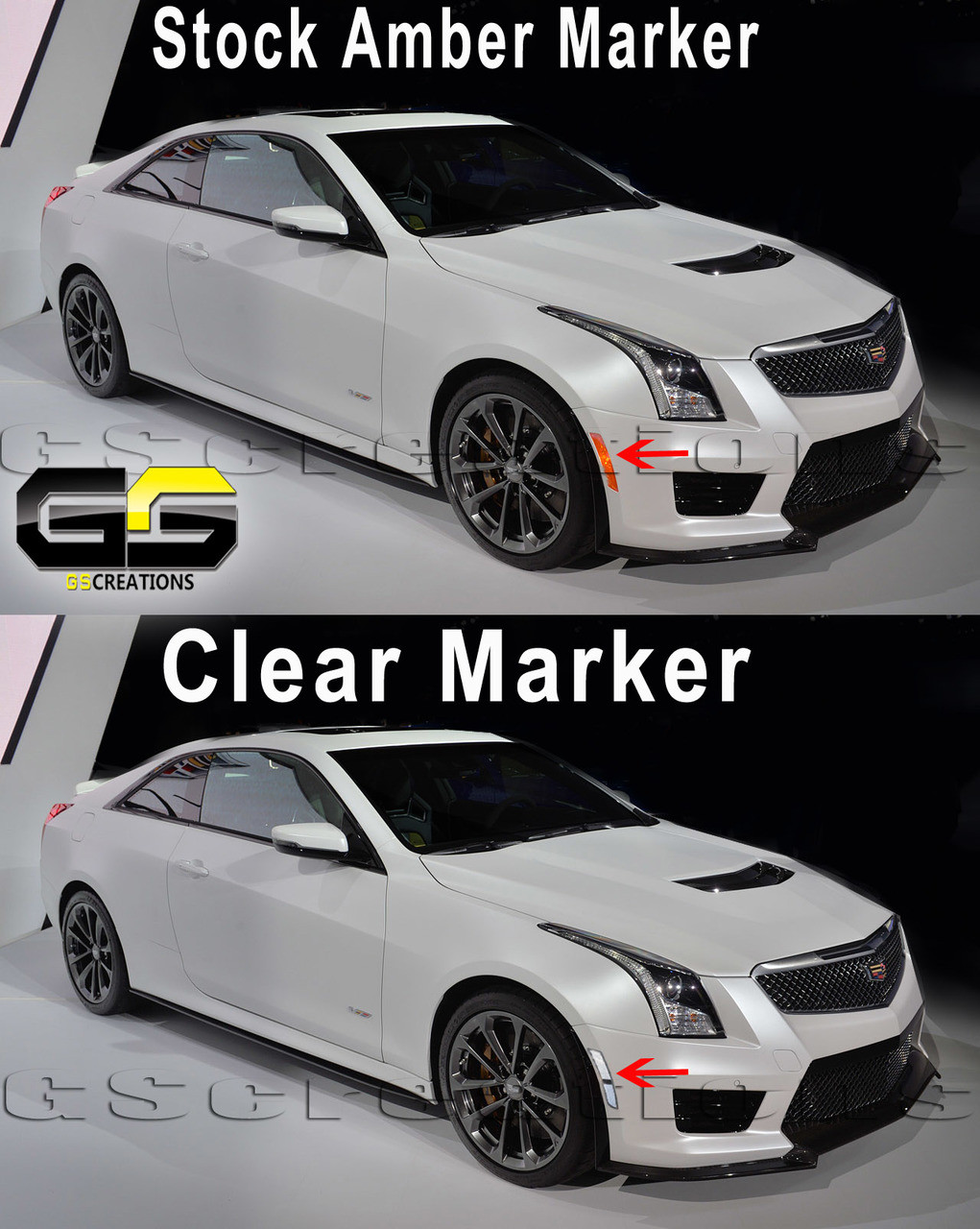 2x Front Smoked Turn Signal Side Marker Light Fit for Chevy Camaro Cadillac ATS