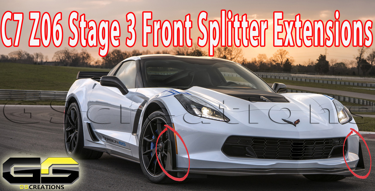 Performance Corvettes 2015 2016 Corvette Z06 Z07 Stingray OEM GM Stage 3 Front Spoiler Splitter Winglets Extension Kit CFV CFZ