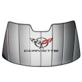 1997-2004 C5 Corvette Logo Accordion Style Sunshade - Insulated Silver