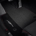 C8 Corvette Stingray Front Floor Mats, Premium Carpet, Black With Torch Red Stitching