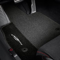  C8 Corvette Stingray Front Floor Mats, Premium Carpet, Black With Sky Cool Gray Stitching