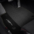C8 Corvette Stingray Front Floor Mats, Premium Carpet, Black With Natural Tan Stitching