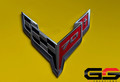 C8 Stingray Corvette Front ONLY OEM Silver 70th Anniversary Bumper Flags Emblem