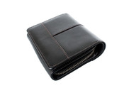 Bosca Leather Blair Zippered 5" French Purse Womens Wallet - Black