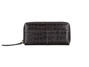 Bosca Vintage Crocco Leather B B Zippered Womens Wallet - Dark Brown