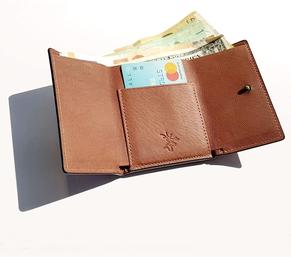 Leather Passport Wallet Brown with Dark Brown