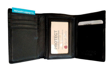 Trifolding leather wallet with extra flap