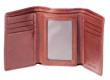 mens trifold wallet  italian vegetable tanned leather color whiskey
