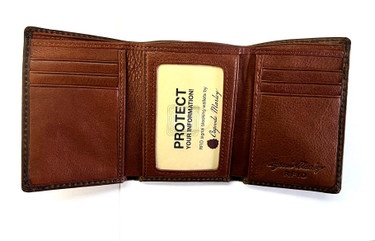 Mens trifold wallet. Distressed Leather exterior w/ soft leather on interior