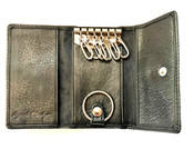 Osgoode Marley Cashmere Leather 12 Hook Double Key Case Holder - Black