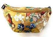 LOQI Vincent Van Gogh Flower Pattern Gold Fanny Pack Lightweight Travel Waist Bag