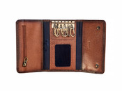 PrimeHide Carlton Leather 6 Hook Key Case Wallet - Brown