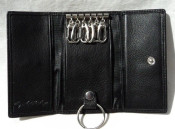 Osgoode Marley Cashmere Leather Long 6 Hook Key Case 1593 Black