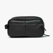 Osgoode Marley Cashmere leather Triple Zip Shave Kit Toiletry Bag Black 2018