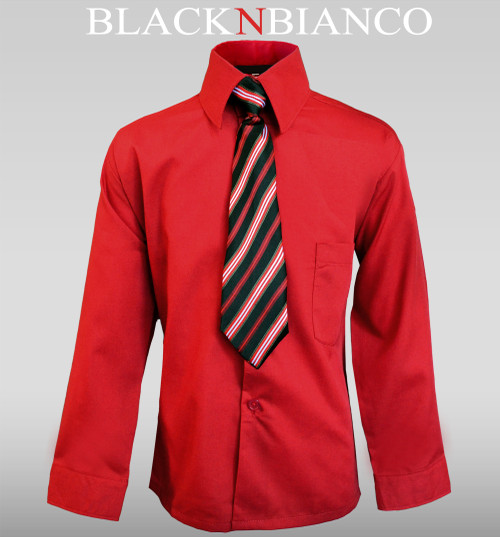 Boys Red  Shirt  with Tie  outfit BLACK N BIANCO