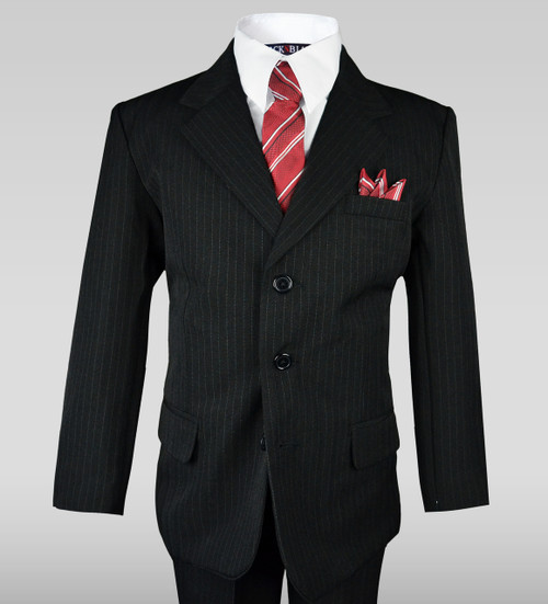 red pinstriped suit