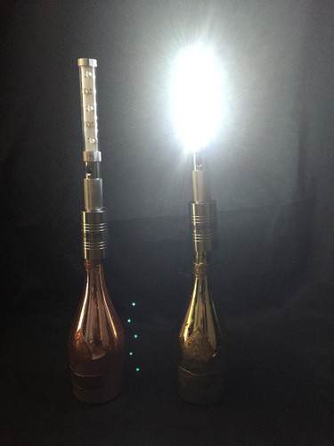Bright LED lights come in silver or gold casing that sit on top of VIP bottle service.