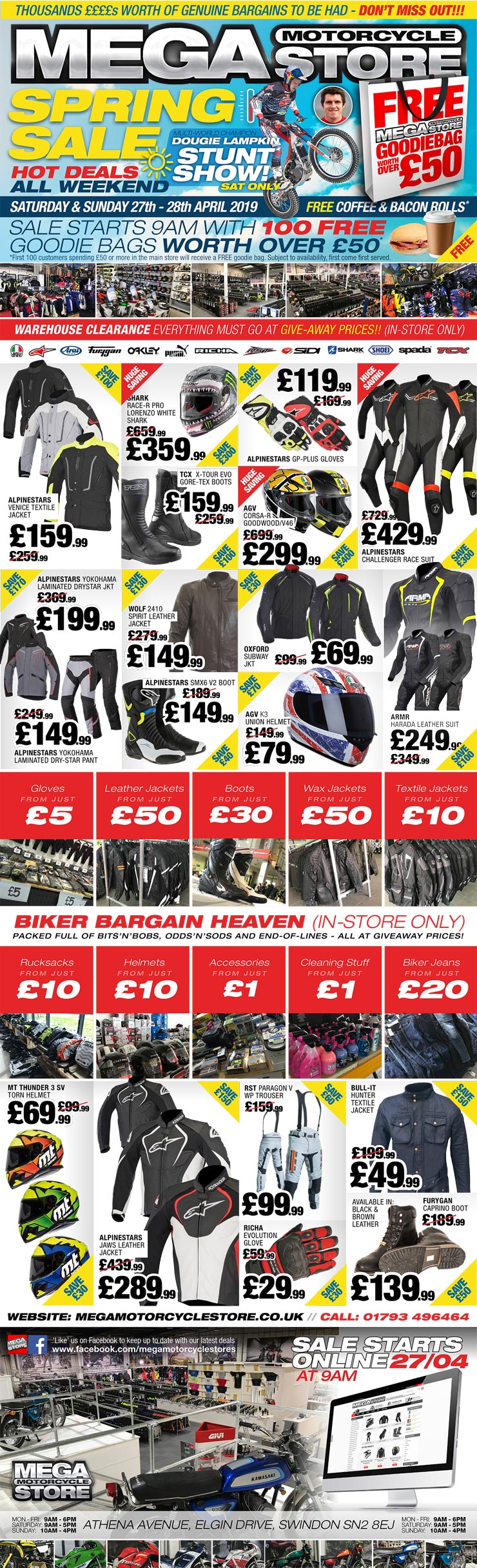 Motorcycle Helmets, Clothing, Leathers, Jackets, Gloves, Boots and