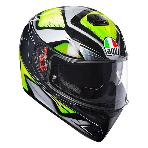 AGV K3 SV Liquefy Full Face Helmet - Grey / Flo Yellow