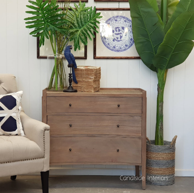 tweed hill rattan concave chest weathered oak w rattan in stock
