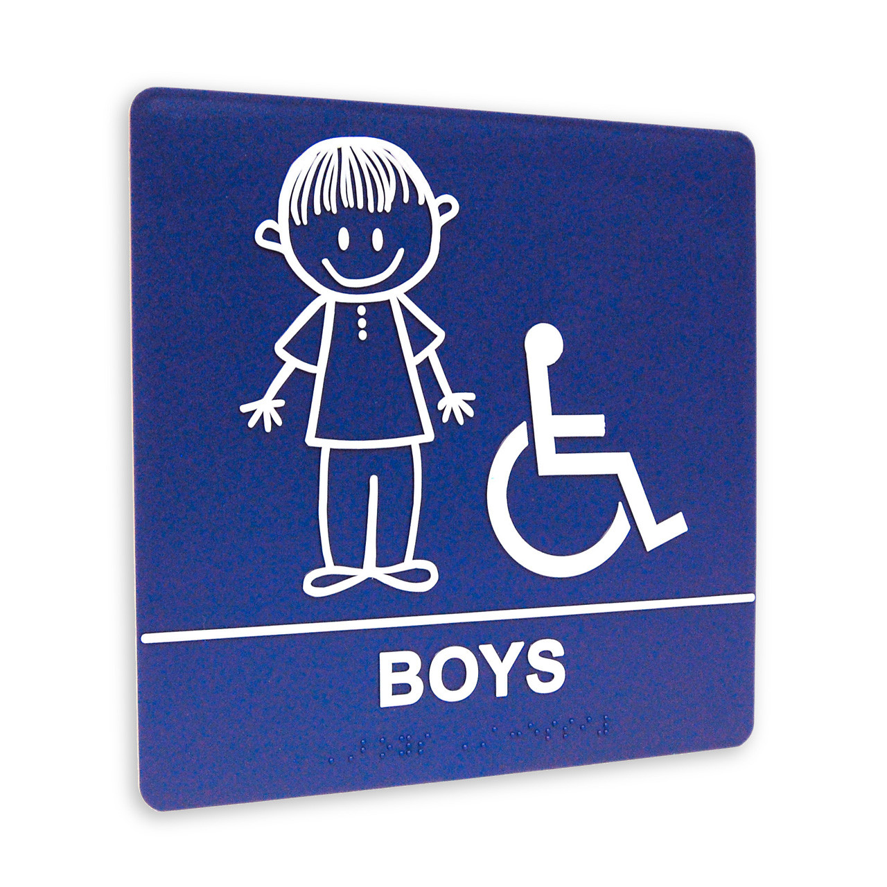 8" x 8" Restroom Sign - "BOYS" w/ISA, (4) Standard Colors ...