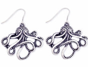 Silver Metal Octopus Earrings