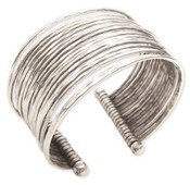 Zad Silver Metal Thin Hammered Bunch Cuff Bracelet