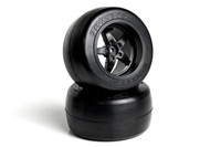 TWISTER PRO DRAG TIRE AND WHEEL SET WITH FOAM INSERTS, 1 pair of rear belted tires, wheels and foams.