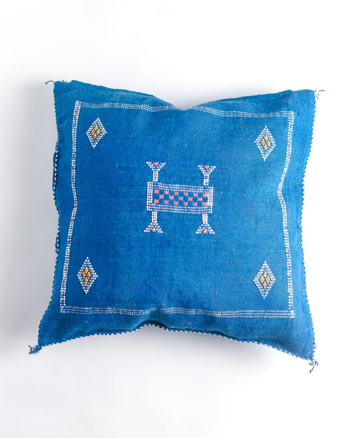 Cactus Silk Cushion - Blue                               FREE SHIPPING