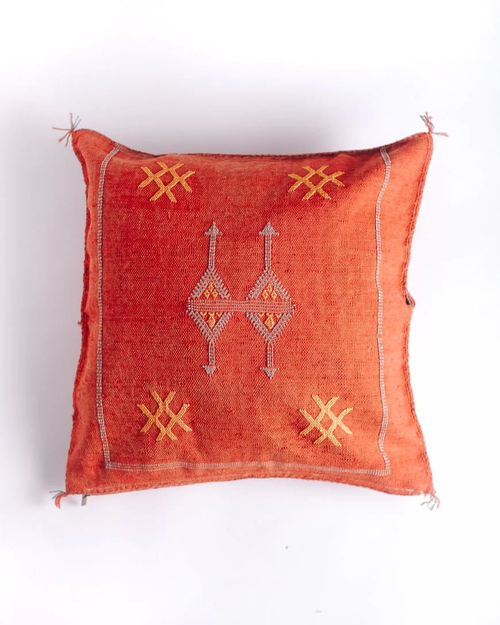 Cactus Silk Cushion - Red                                  FREE SHIPPING