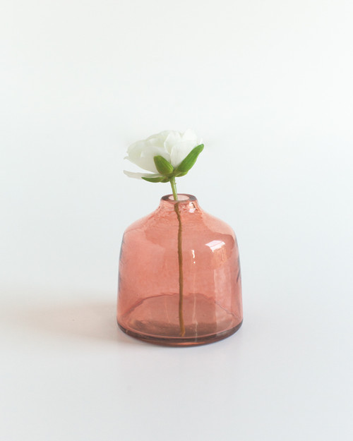 Bella Handblown Hammered Bud Vase - Rose