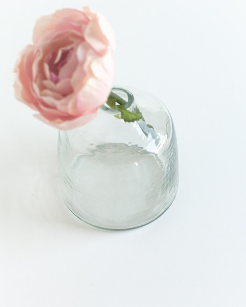 Bella Handblown Hammered Bud Vase - Clear